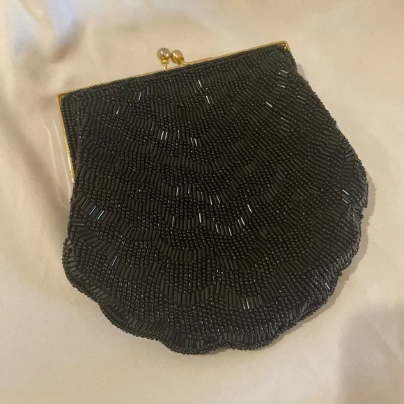 Vintage Art Deco Beaded Seashell Clutch 80s/90s - Picture 6 of 7